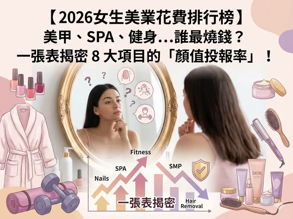 【2026女生美業花費排行榜】誰最燒錢?一張表揭密 8 大項目投報率!