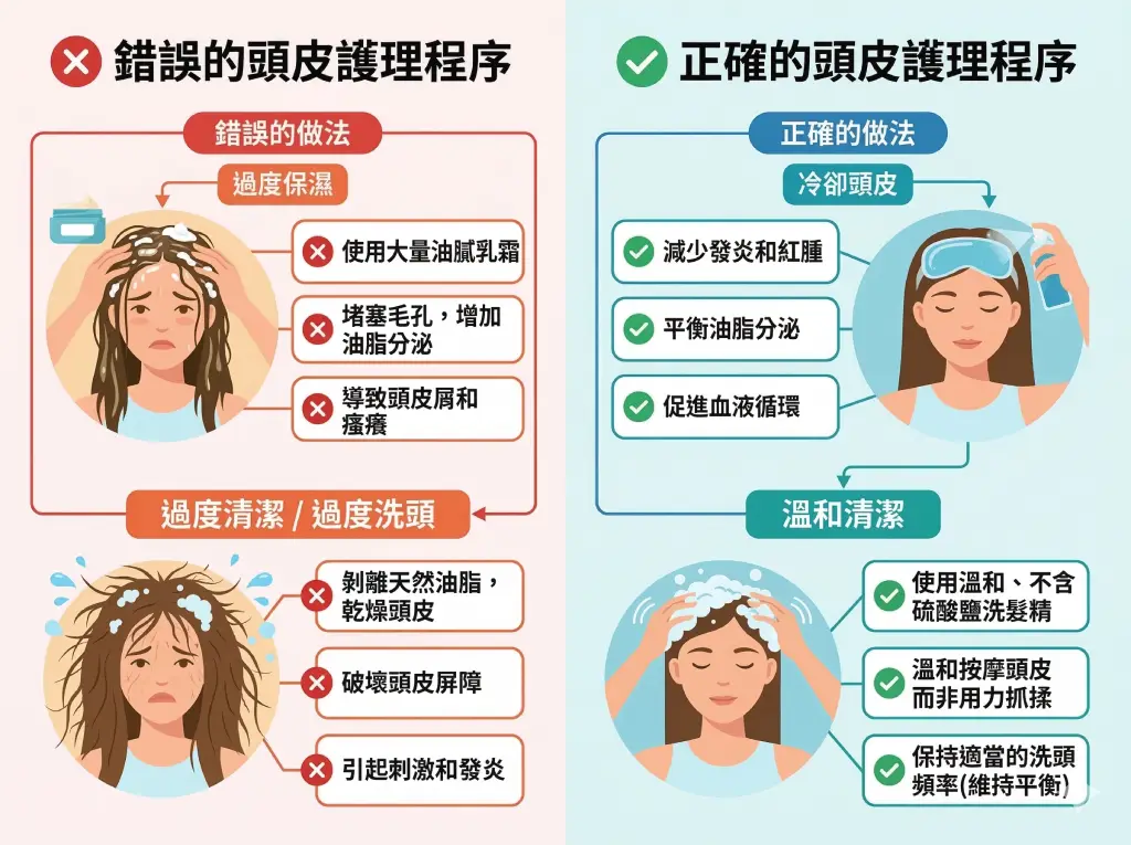 頭皮保養錯誤與正確方法的資訊圖